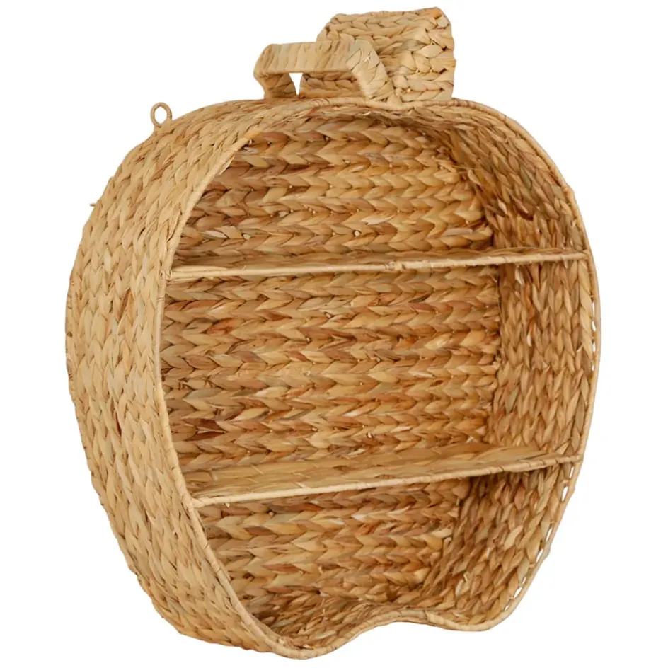 Fabrique de Styles Étagères Murales>Etagere murale 2 niveaux en jacynthe d'eau et fer h59cm - Pomme Naturel