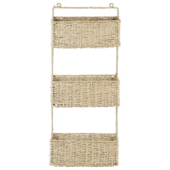 Fabrique de Styles Étagères Murales>Etagere murale 3 paniers recif en jonc de mer Naturel