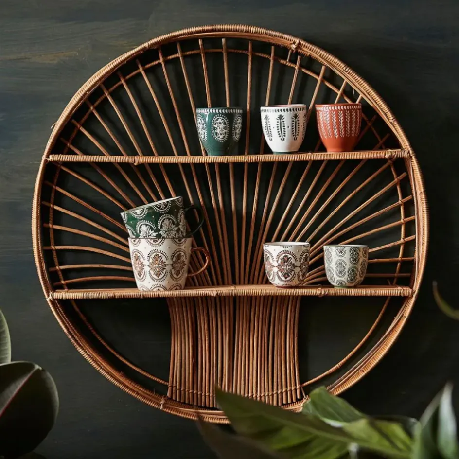 Fabrique de Styles Étagères Murales>Etagere murale ronde en rotin - Floraly Naturel