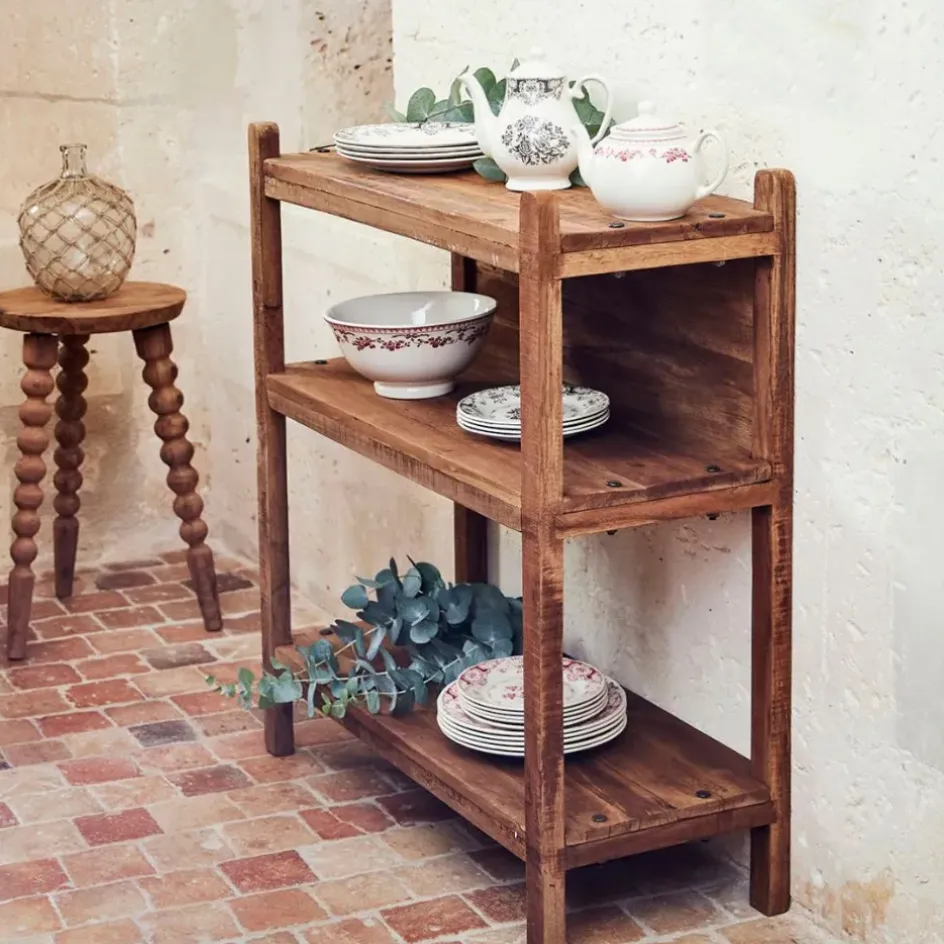 Fabrique de Styles Bibliothèques Et Étagères>Etagère 3 niveaux en bois recyclé 90x35xh100cm - Campagne Naturel