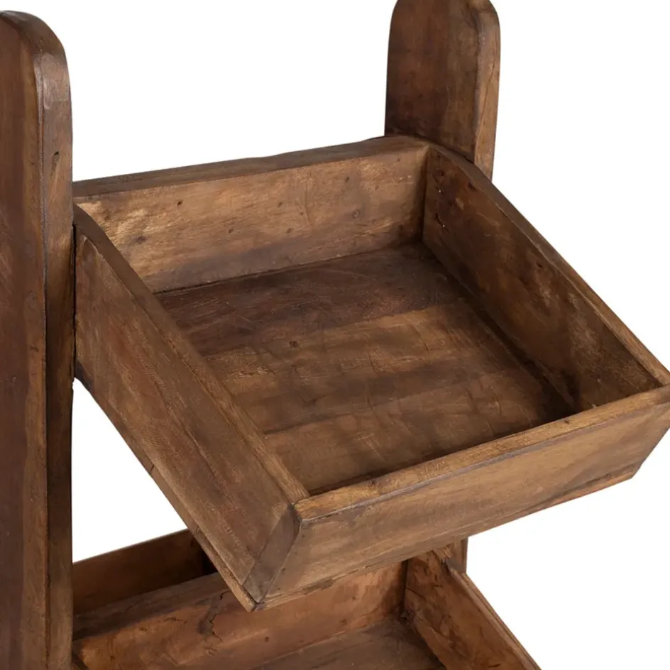 Fabrique de Styles Ilots Et Dessertes>Etagère 3 plateaux en bois recyclés naturel H100cm - Campagne Naturel Foncé