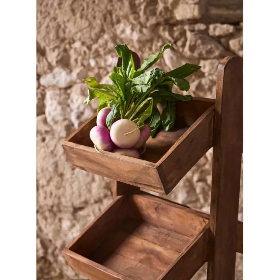 Fabrique de Styles Ilots Et Dessertes>Etagère 3 plateaux en bois recyclés naturel H100cm - Campagne Naturel Foncé