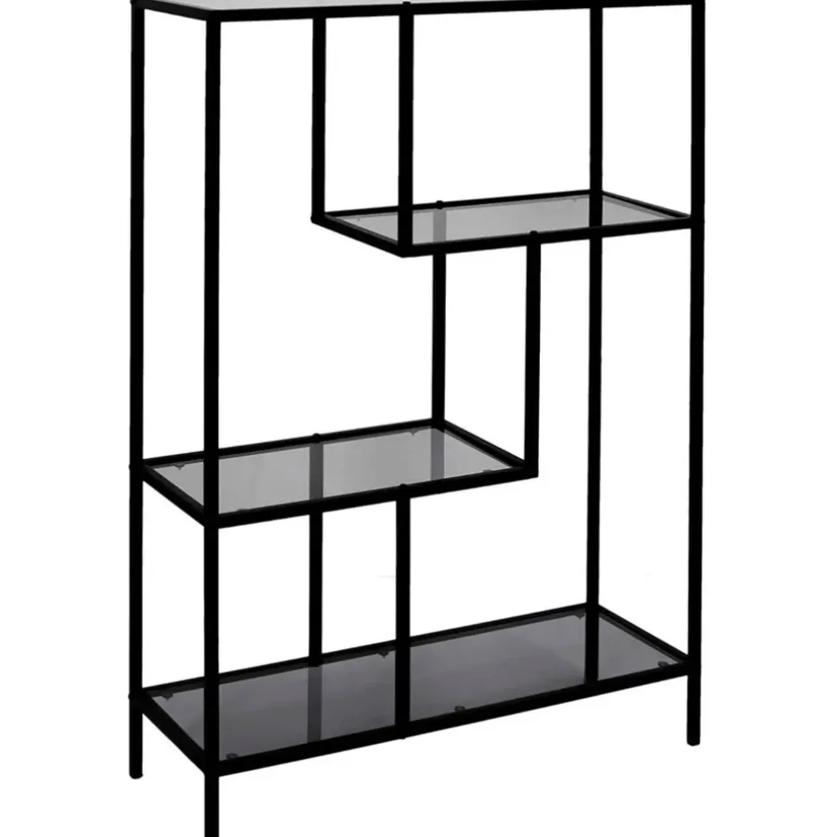 Fabrique de Styles Bibliothèques Et Étagères>Etagère en fer et verre fumé h113cm - Edgard Noir