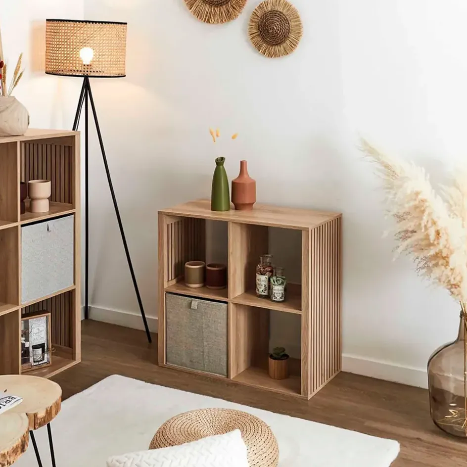 Fabrique de Styles Bibliothèques Et Étagères>Etagère module 4 cases 66x69.9cm - Kara Marron