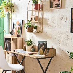 Fabrique de Styles Étagères Murales>Etagère murale 3 niveaux en paulownia h73cm - Java Naturel