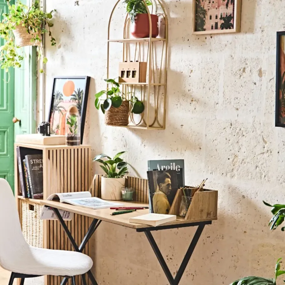 Fabrique de Styles Étagères Murales>Etagère murale 3 niveaux en paulownia h73cm - Java Naturel