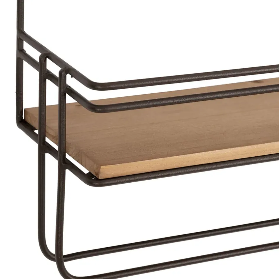 Fabrique de Styles Étagères Murales>Etagère murale avec dévodoir en fer brun et sapin - Maison De Campa Brun, naturel