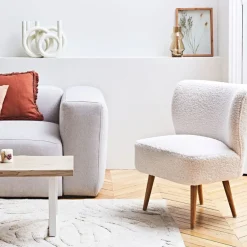 Fabrique de Styles Fauteuils>Fauteuil bouclette blanc - Elément Crème