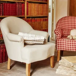 Fabrique de Styles Fauteuils>Fauteuil crapaud en pin et coton - Chambray Crème