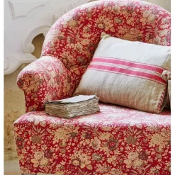 Fabrique de Styles Fauteuils>Fauteuil crapaud floral en coton et pin - Margot Rouge