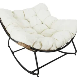 Fabrique de Styles Chaises, Fauteuils|Jardin>Fauteuil de jardin a bascule coussin -Tamia Beige