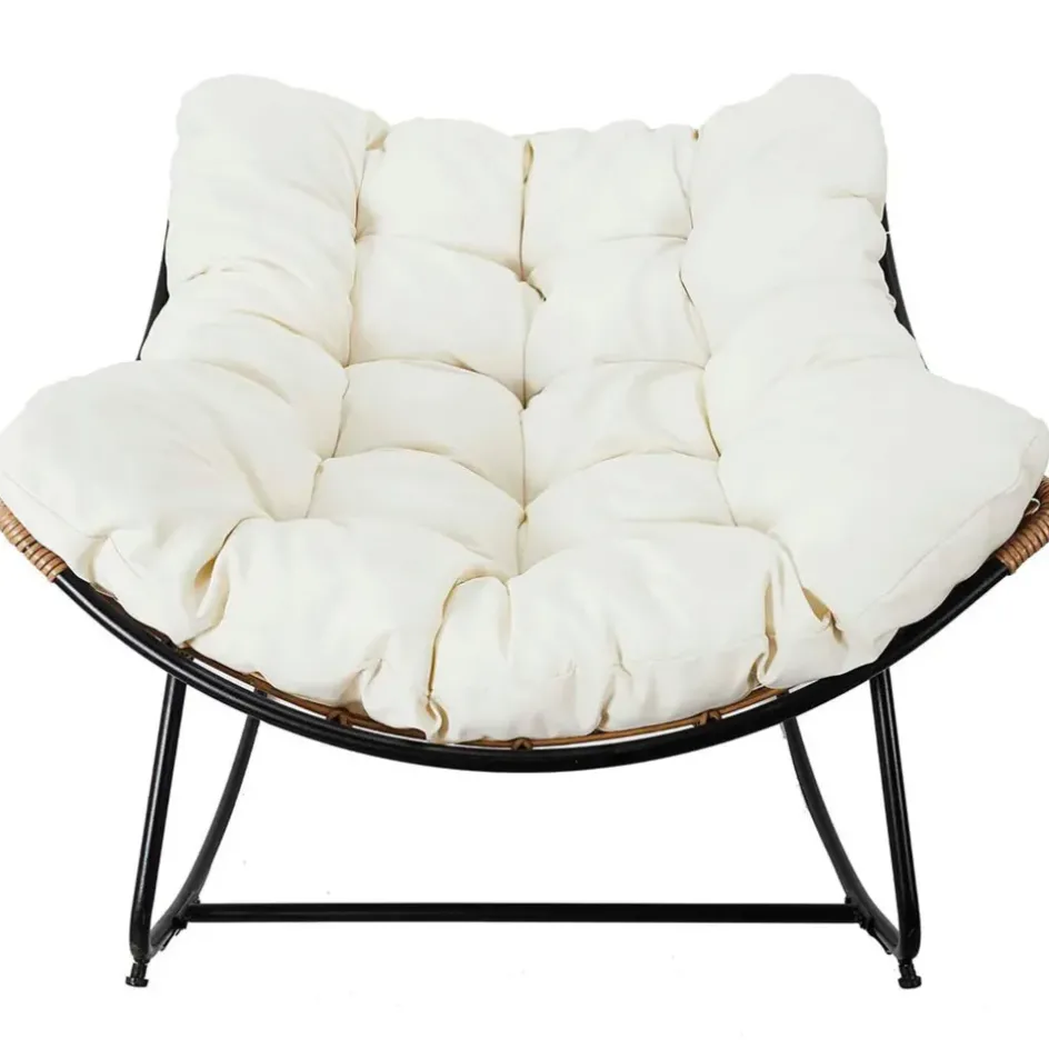 Fabrique de Styles Chaises, Fauteuils|Jardin>Fauteuil de jardin a bascule coussin -Tamia Beige