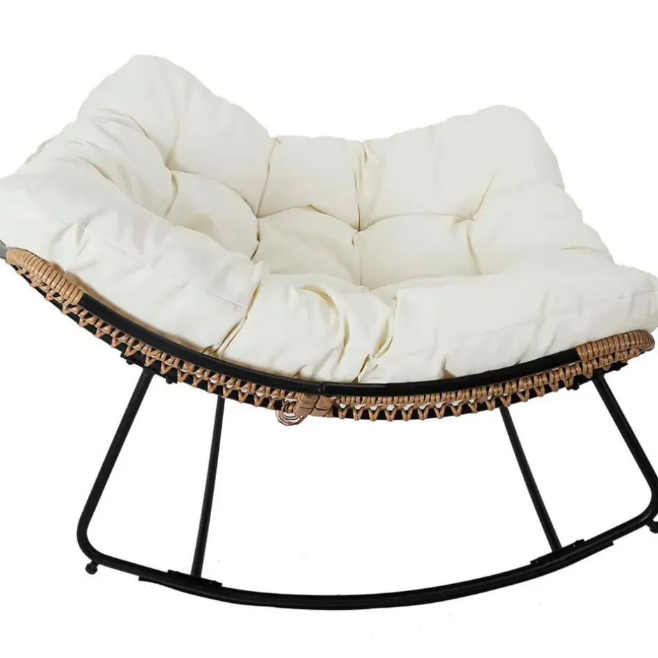 Fabrique de Styles Chaises, Fauteuils|Jardin>Fauteuil de jardin a bascule coussin -Tamia Beige