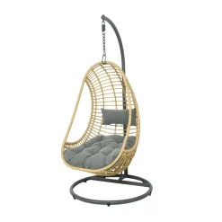 Fabrique de Styles Chaises, Fauteuils|Jardin>Fauteuil de jardin oeuf suspendu en resine tressée - Riga Naturel , Gris