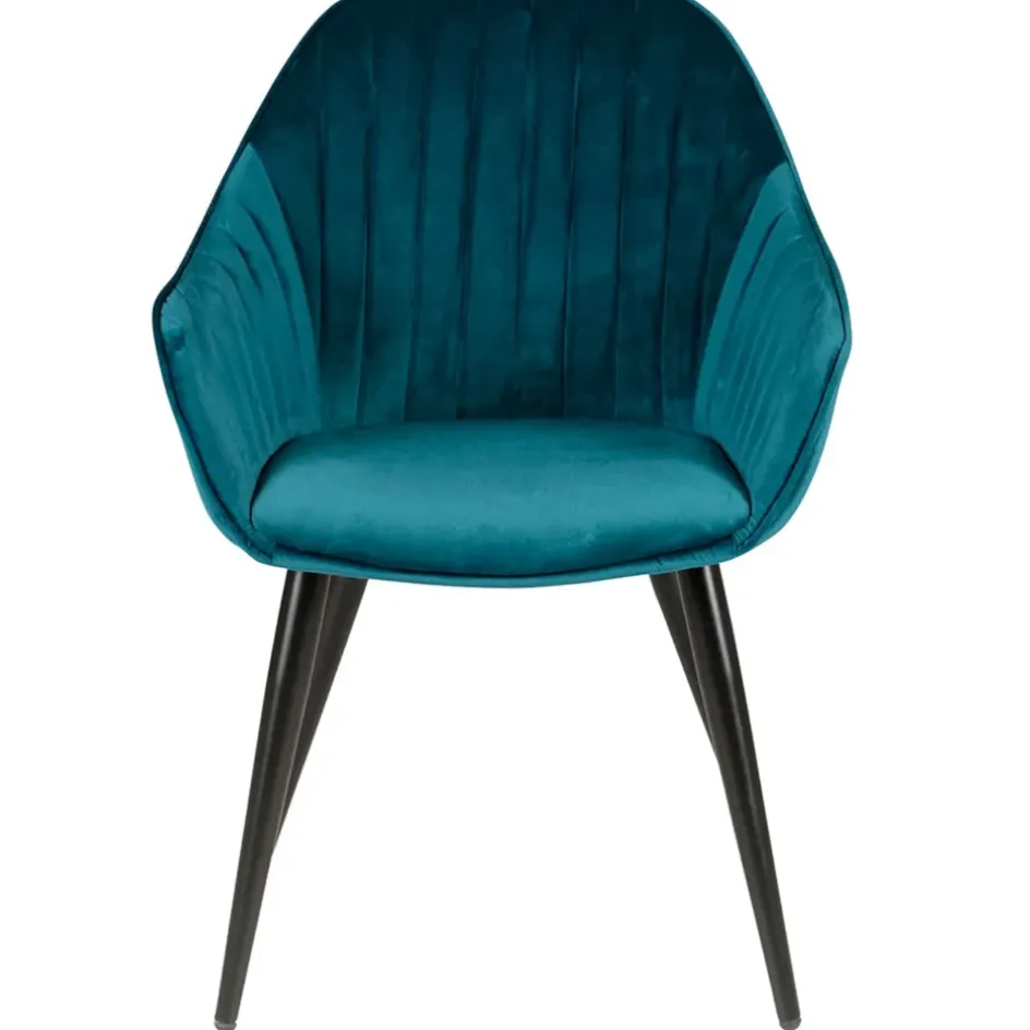 Fabrique de Styles Chaises>Fauteuil de salle à manger en velours - Ben Bleu