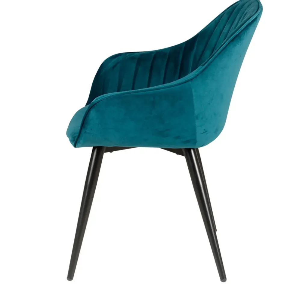Fabrique de Styles Chaises>Fauteuil de salle à manger en velours - Ben Bleu