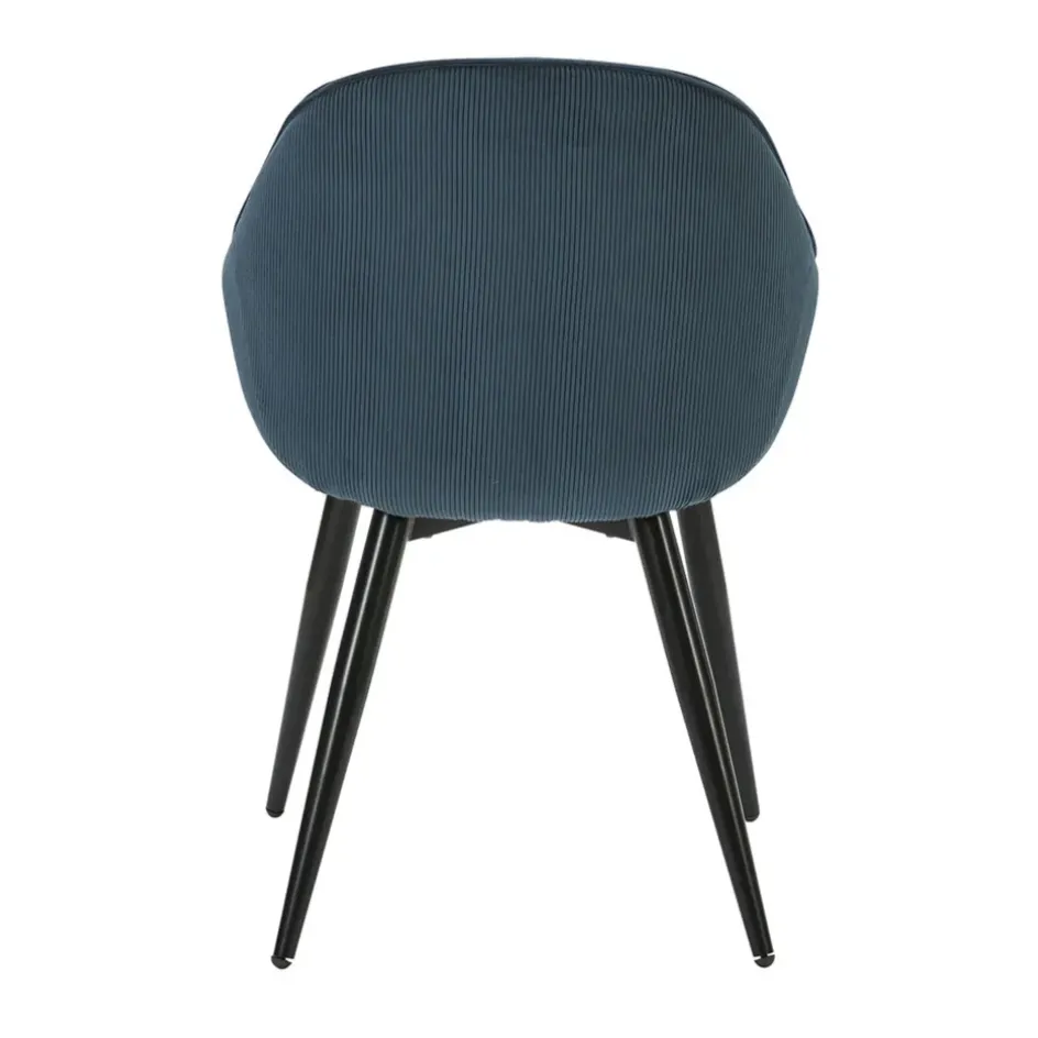 Fabrique de Styles Chaises>Fauteuil de salle à manger en velours côtelé - Ben Bleu