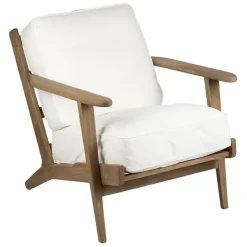 Fabrique de Styles Fauteuils>Fauteuil en coton et chêne - Laureli Blanc