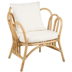 Fabrique de Styles Chaises, Fauteuils|Jardin>Fauteuil en rotin avec coussin blanc - Sherbrooke Naturel
