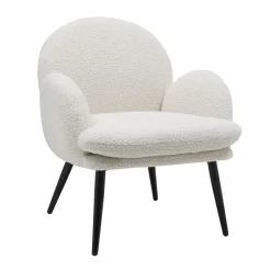 Fabrique de Styles Fauteuils>Fauteuil en tissu effet laine bouclette - oria Blanc