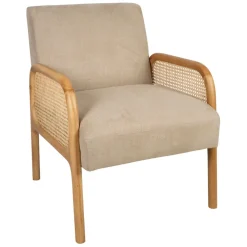 Fabrique de Styles Fauteuils>Fauteuil en tissu et hévéa - Firmin Beige