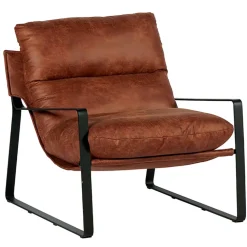 Fabrique de Styles Fauteuils>Fauteuil en tissu imitation cuir - Torsten Havane