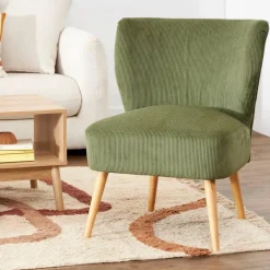 Fabrique de Styles Fauteuils>Fauteuil en velours côtelé - Eleonor Kaki