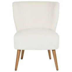 Fabrique de Styles Fauteuils>Fauteuil en velours côtelé écru - Eleonor Ecru