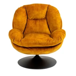 Fabrique de Styles Fauteuils>Fauteuil pivotant en velours - Topi Ocre