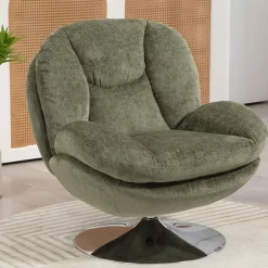 Fabrique de Styles Fauteuils>Fauteuil pivotant en velours - Topi Kaki