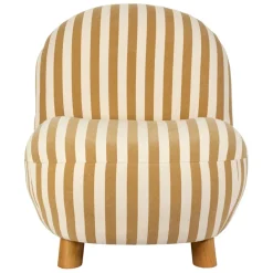 Fabrique de Styles Fauteuils>Fauteuil rayé en coton et bois d'hévéa - Belly Camel