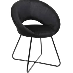 Fabrique de Styles Fauteuils>Fauteuil rond en velours cotele - Julia Noir