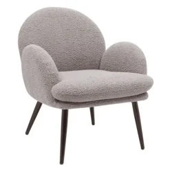 Fabrique de Styles Fauteuils>Fauteuil tissu effet laine bouclette foncé - Oria Gris
