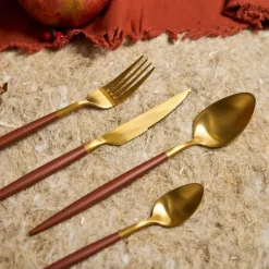 Fabrique de Styles Couverts>Fourchette en inox - Barisa Terracotta, Doré