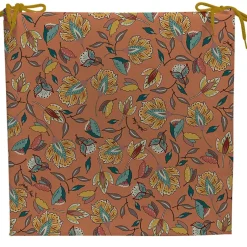 Fabrique de Styles Textiles Outdoor|Jardin>Galette de chaise extérieure en coton 40x40cm - Kerala Terracotta