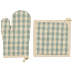 Fabrique de Styles Torchons, Tabliers Et Maniques>Gant et manique en coton vichy - Campagne Sauge