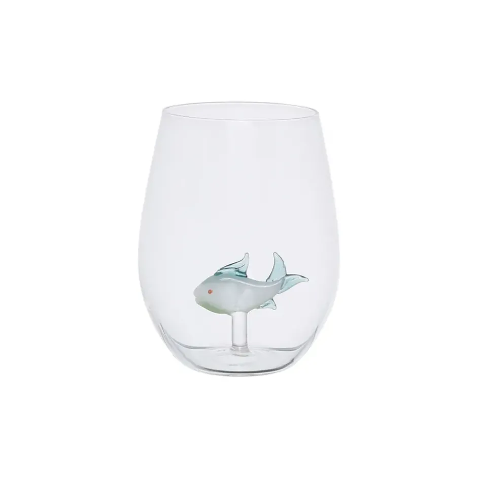 Fabrique de Styles Verres À Eau Et Gobelets>Gobelet poisson en verre borosilicate 50cl - Océan Vert d'eau