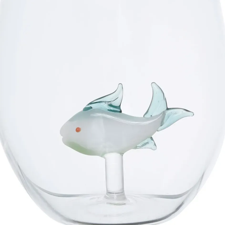 Fabrique de Styles Verres À Eau Et Gobelets>Gobelet poisson en verre borosilicate 50cl - Océan Vert d'eau