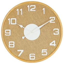 Fabrique de Styles Horloges>Horloge en bambou naturel et blanc d60cm - Ladret Naturel, Blanc