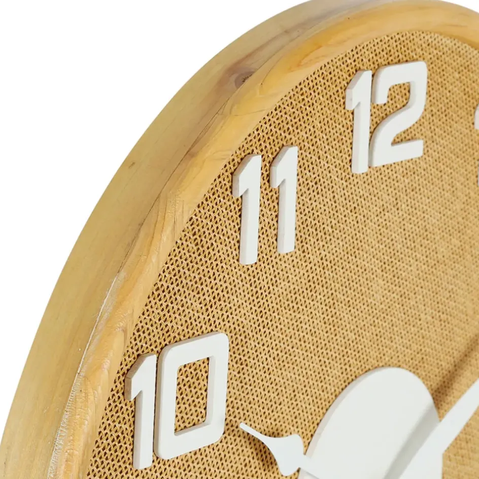 Fabrique de Styles Horloges>Horloge en bambou naturel et blanc d60cm - Ladret Naturel, Blanc
