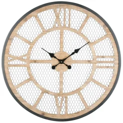 Fabrique de Styles Horloges>Horloge murale naturel et fer noir D72cm - Atelier Naturel, Noir