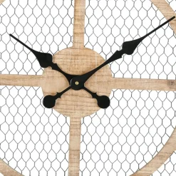 Fabrique de Styles Horloges>Horloge murale naturel et fer noir D72cm - Atelier Naturel, Noir
