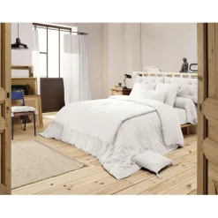 Fabrique de Styles Housses De Couette>Housse de couette chantilly en gaze de coton 260x240cm - Gaia Blanc