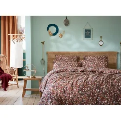 Fabrique de Styles Housses De Couette>Housse de couette en gaze de coton imprimée 260x240cm - Capucine Camel