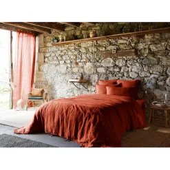Fabrique de Styles Housses De Couette>Housse de couette en lin lavé 240x220cm - Soline Paprika