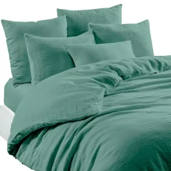 Fabrique de Styles Housses De Couette>Housse de couette en lin et coton céladon 260x240cm - Limy Celadon