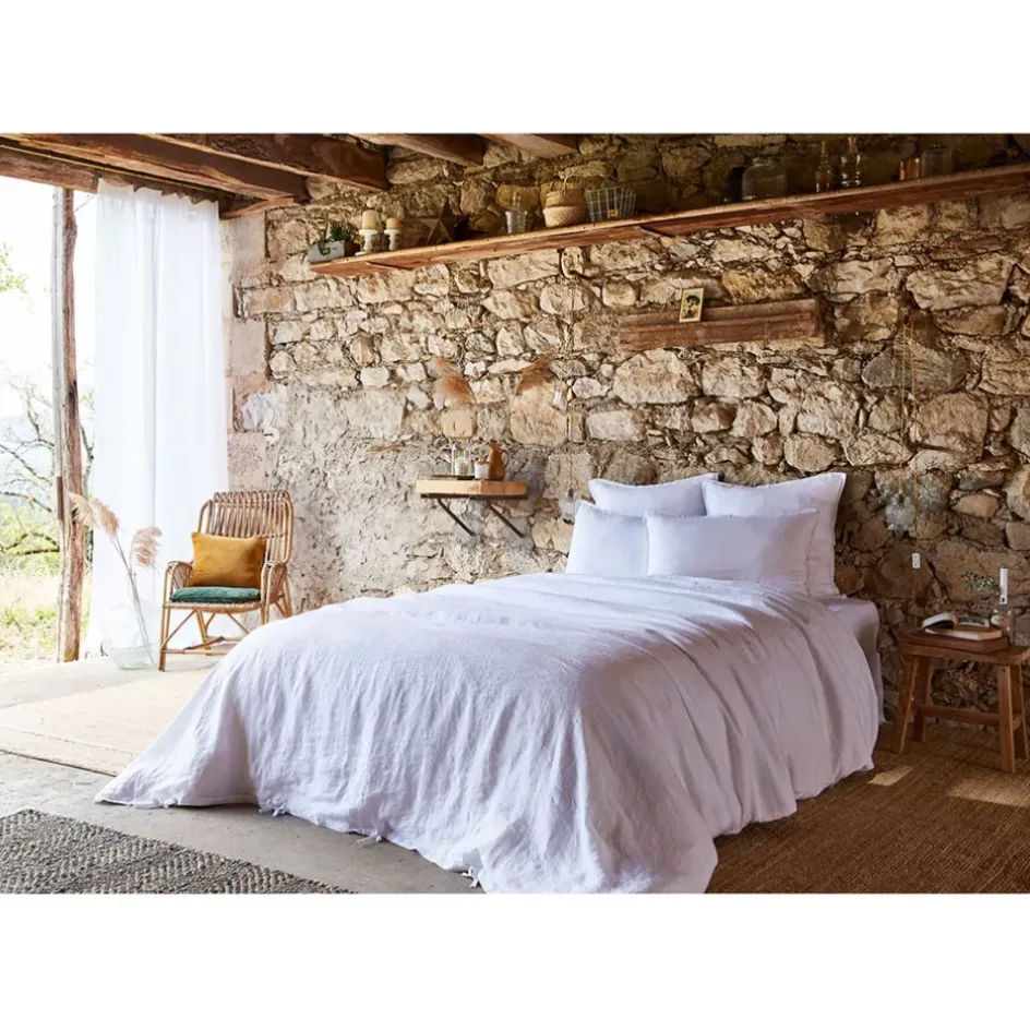 Fabrique de Styles Housses De Couette>Housse de couette en lin lavé 260x240cm - Soline Craie