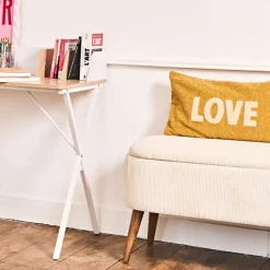 Fabrique de Styles Coussins Et Housses>Housse de coussin bouclette "Love" et beige 50x30cm - Funky Moutarde