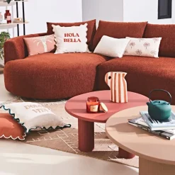 Fabrique de Styles Coussins Et Housses>Housse de coussin brodée hola Bella en coton 45x45cm - Lumi Terracotta