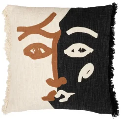 Fabrique de Styles Coussins Et Housses>Housse de coussin brodee écru et noir 45x45cm - madeira Ecru, Noir